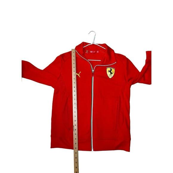 Puma Ferrari Zip Up Jacket Men's Small Red Polyester Graphic Print Fleece Lined - Picture 7 of 7